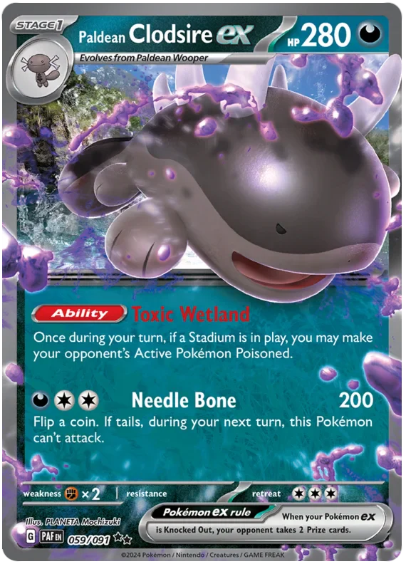 Paldean Clodsire ex 059/091 Double Rare Pokemon Card (SV 4.5 Paldean Fates)