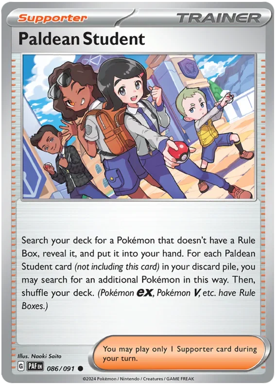 Paldean Student 086/091 Common Reverse Holo Pokemon Card (SV 4.5 Paldean Fates)