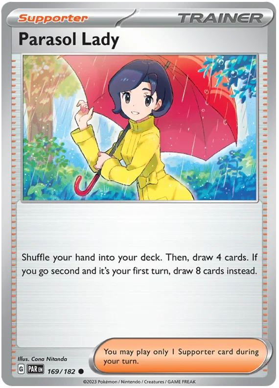Parasol Lady 169/182 Common Reverse Holo Pokemon Card (SV04 Paradox Rift)