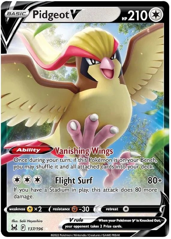 Pidgeot V 137/196 Ultra-Rare Rare Pokemon Card (Sword & Shield Lost Origin)