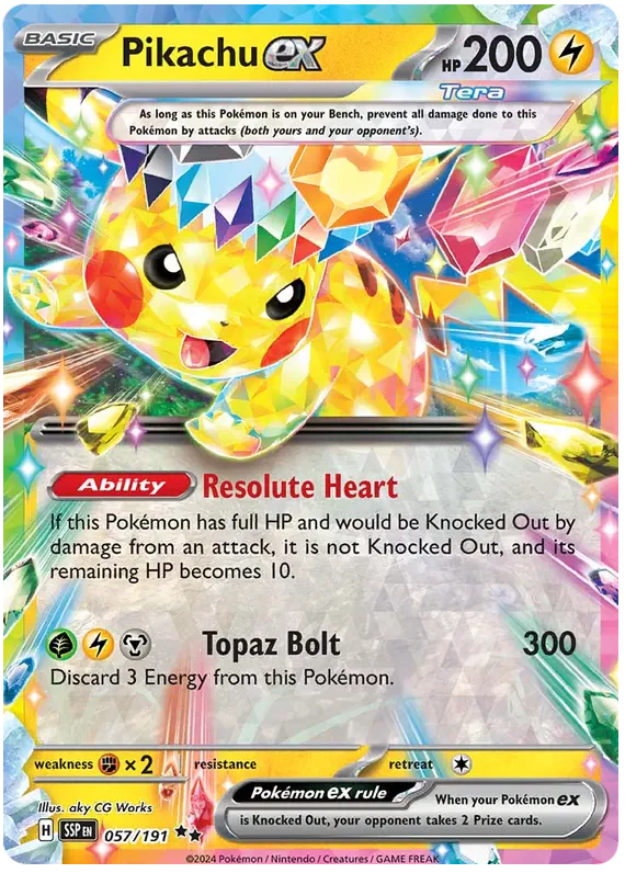Pikachu ex 057/191 Double Rare Pokemon Card (Scarlet & Violet Surging Sparks)