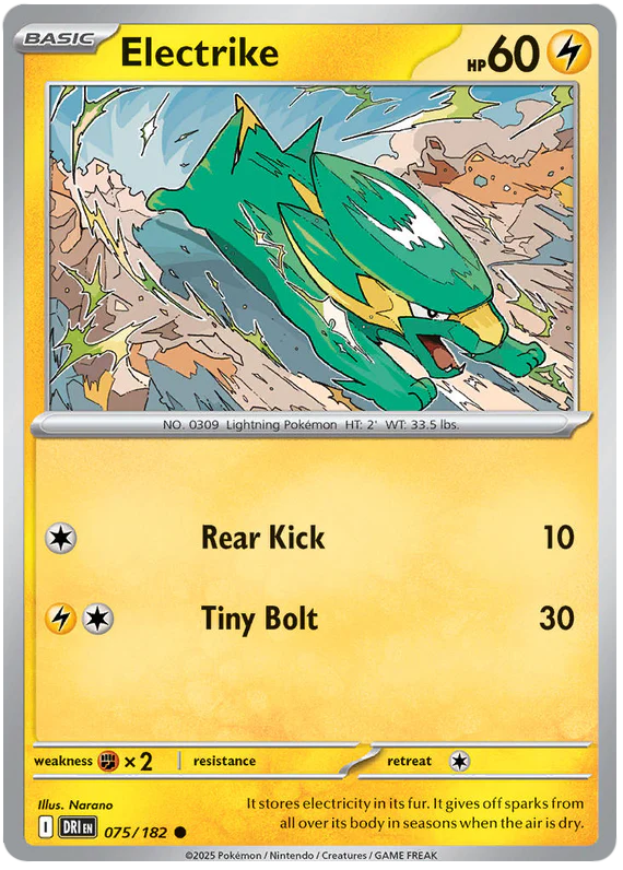 Electrike 075/182 Common Pokemon Card (Scarlet & Violet Destined Rivals)