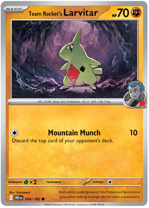 Team Rocket's Larvitar 094/182 Common Pokemon Card (Scarlet & Violet Destined Rivals)