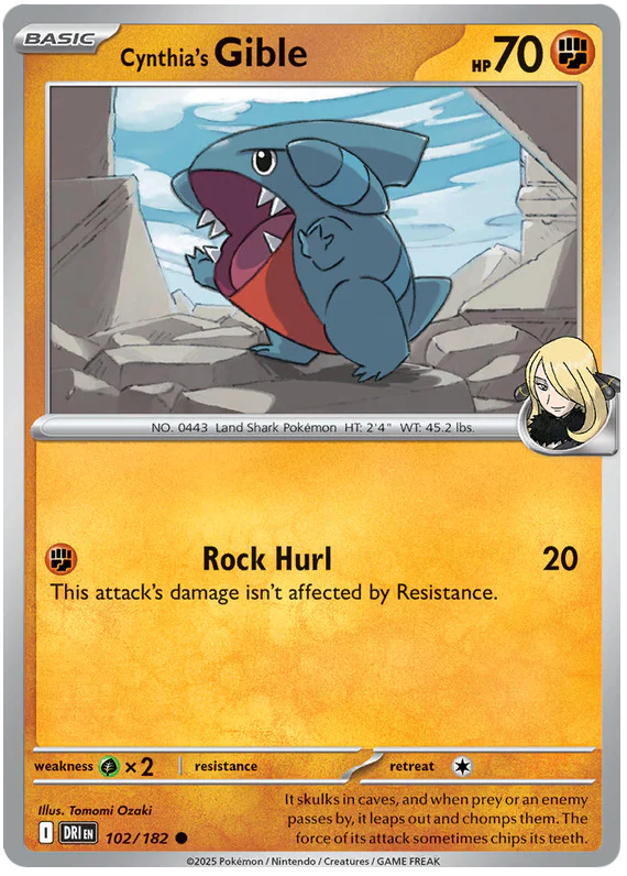 Cynthia's Gible 102/182 Common Pokemon Card (Scarlet & Violet Destined Rivals)