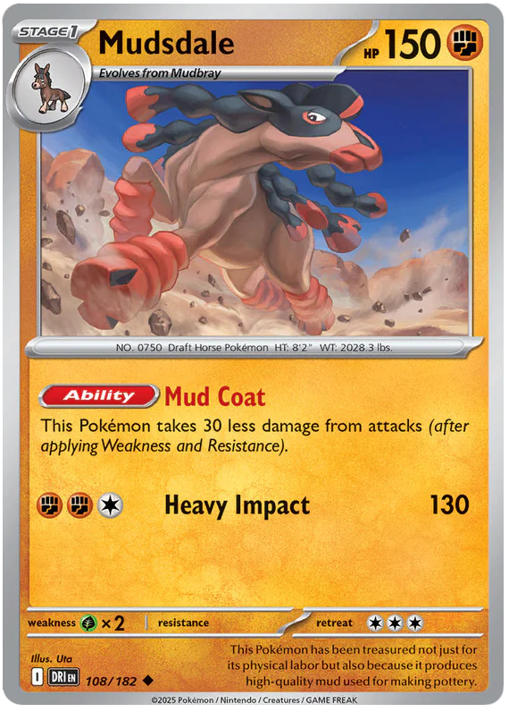 Mudsdale 108/182 Uncommon Pokemon Card (Scarlet & Violet Destined Rivals)
