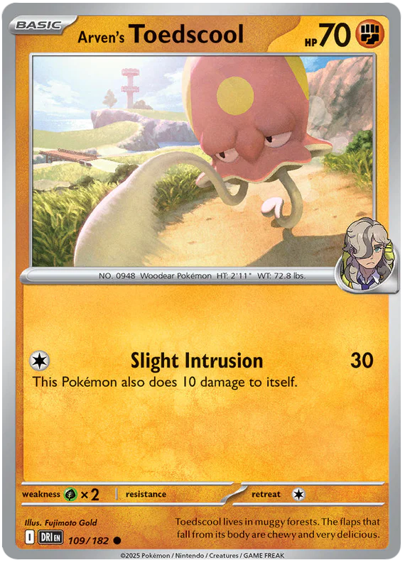 Arven's Toedscool 109/182 Common Pokemon Card (Scarlet & Violet Destined Rivals)