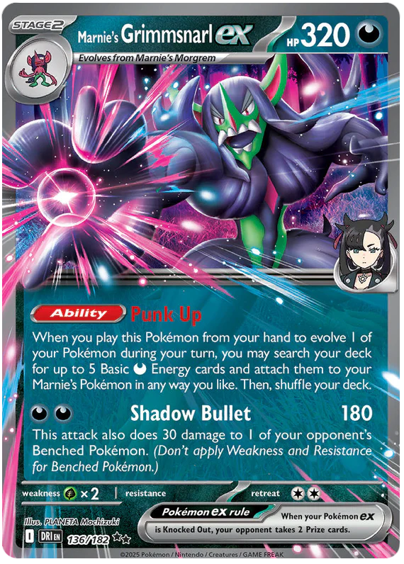 Marnie's Grimmsnarl ex 136/182 Double Rare Pokemon Card (Scarlet & Violet Destined Rivals)