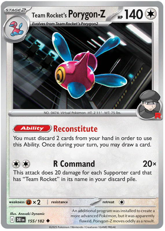 Team Rocket's Porygon-Z 155/182 Uncommon Pokemon Card (Scarlet & Violet Destined Rivals)