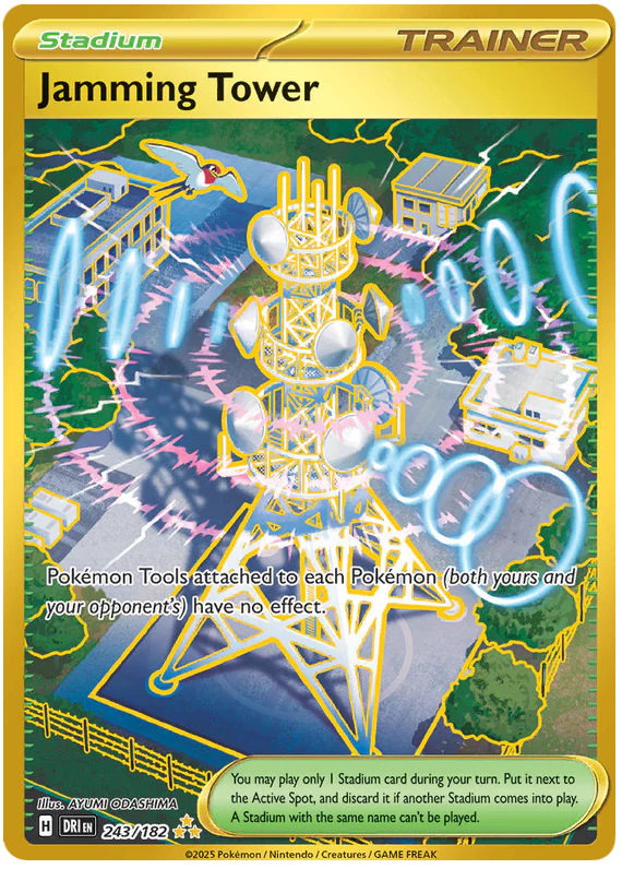 Jamming Tower 243/182 Hyper Rare Pokemon Card (Scarlet & Violet Destined Rivals)