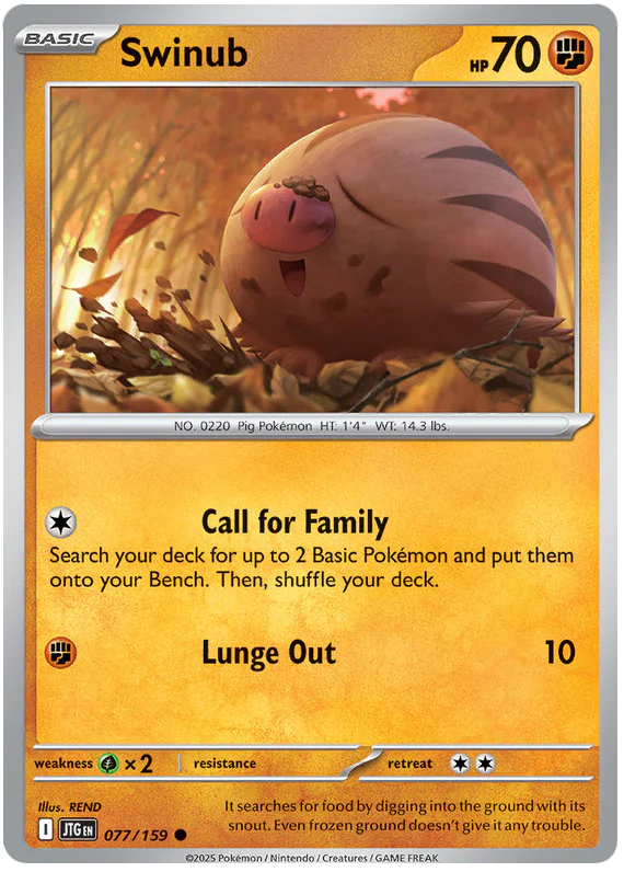 Swinub 077/159 Common Pokemon Card (Scarlet & Violet Journey Together)