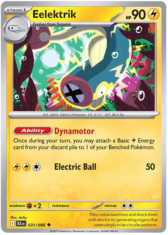 Eelektrik 031/086 Uncommon Pokemon Card (Scarlet & Violet Black Bolt)