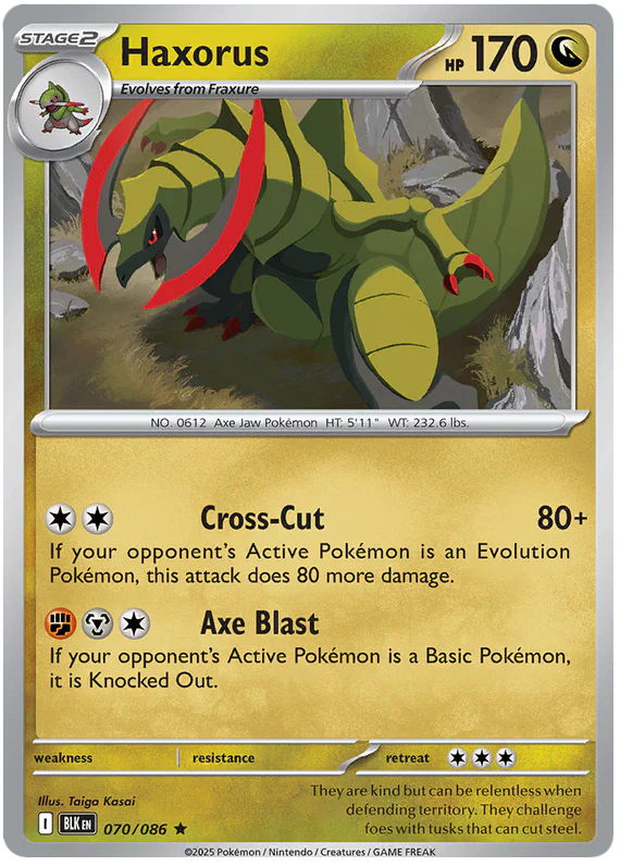 Haxorus 070/086 Rare Pokemon Card (Scarlet & Violet Black Bolt)