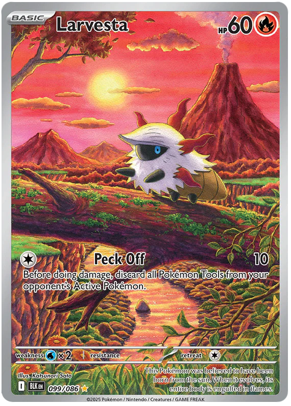 Larvesta 099/086 Illustration Rare Pokemon Card (Scarlet & Violet Black Bolt)