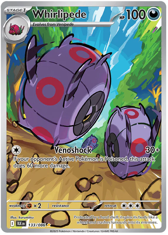 Whirlipede 133/086 Illustration Rare Pokemon Card (Scarlet & Violet Black Bolt)