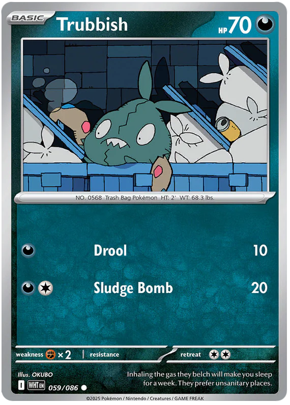 Trubbish 059/086 Common Pokemon Card (Scarlet & Violet White Flare)