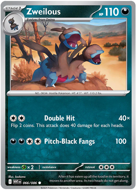 Zweilous 066/086 Common Pokemon Card (Scarlet & Violet White Flare)