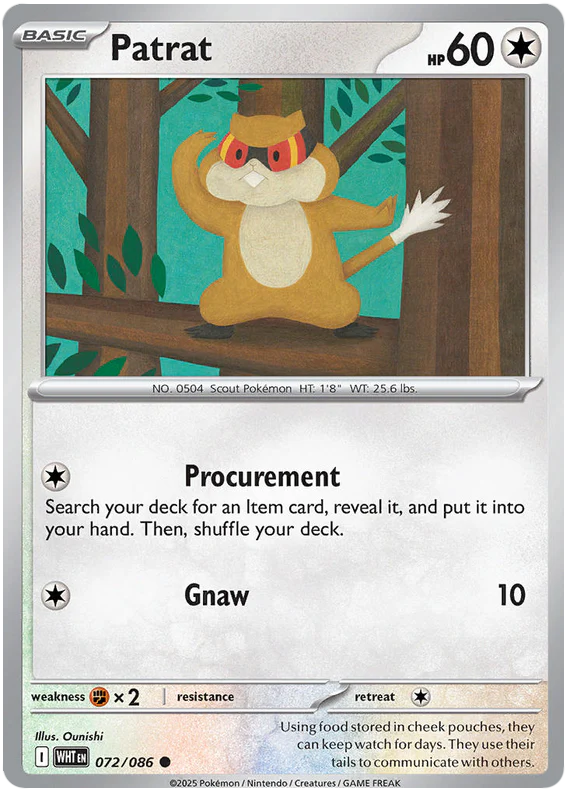 Patrat 072/086 Common Pokemon Card (Scarlet & Violet White Flare)