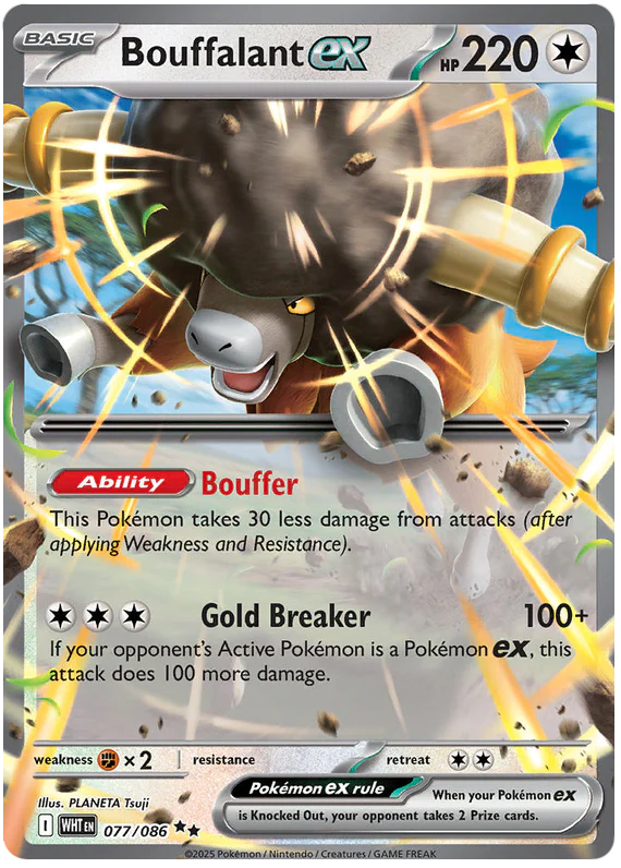 Bouffalant ex 077/086 Double Rare Pokemon Card (Scarlet & Violet White Flare)