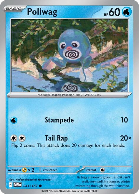 Poliwag 041/167 Common Reverse Holo Pokemon Card (SV Twilight Masquerade)