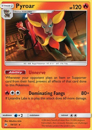 Pyroar 19/131 Rare Holo Reverse Holo Pokemon Card (Forbidden Light)