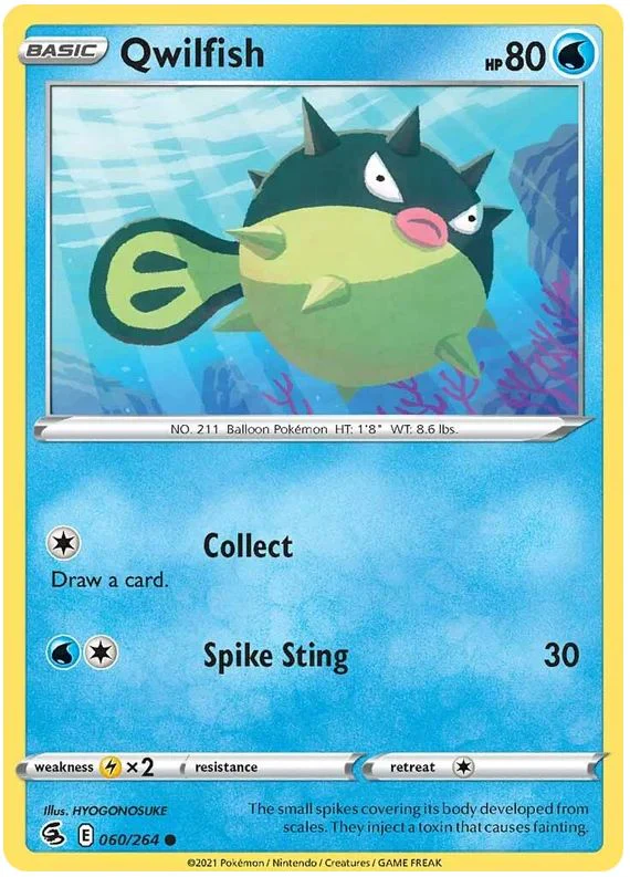 Qwilfish 060/264 Common Reverse Holo Pokemon Card (SWSH Fusion Strike)