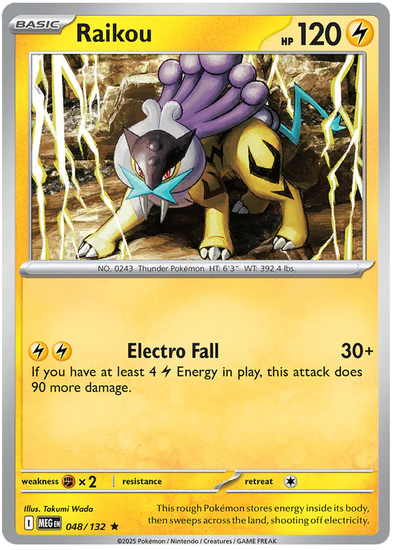 Raikou 048/132 Rare Pokemon Card (Mega Evolution Base Set ME01)