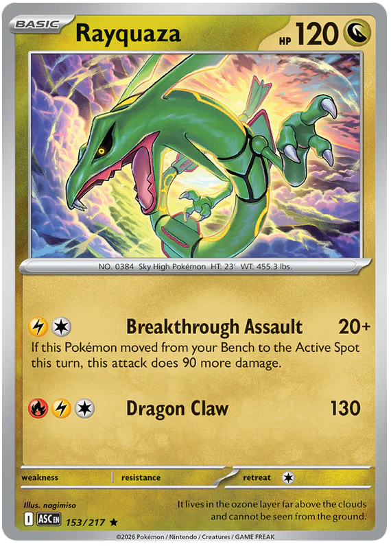 Rayquaza 153/217 Rare Pokemon Card (Mega Evolution Ascended Heroes)