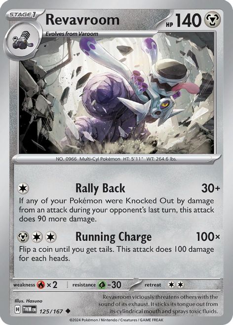 Revavroom 125/167 Uncommon Reverse Holo Pokemon Card (SV Twilight Masquerade)