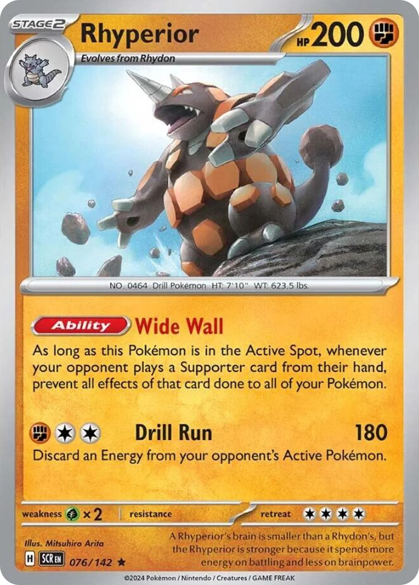 Rhyperior 076/142 Rare Pokemon Card (SV Stellar Crown)