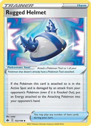 Rugged Helmet 152/198 Uncommon Reverse Holo Pokemon Card (SWSH Chilling Reign)