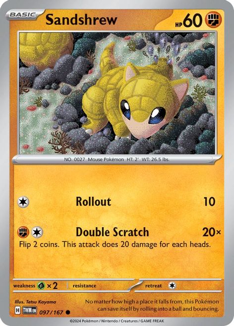 Sandshrew 097/167 Common Reverse Holo Pokemon Card (SV Twilight Masquerade)