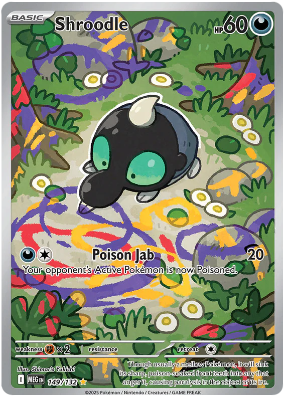 Shroodle 149/132 Illustration Rare Pokemon Card (Mega Evolution Base Set ME01)