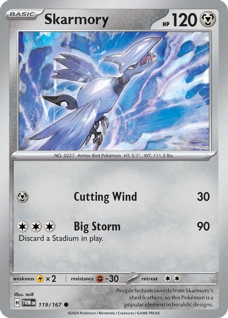 Skarmory 119/167 Common Pokemon Card (SV Twilight Masquerade)