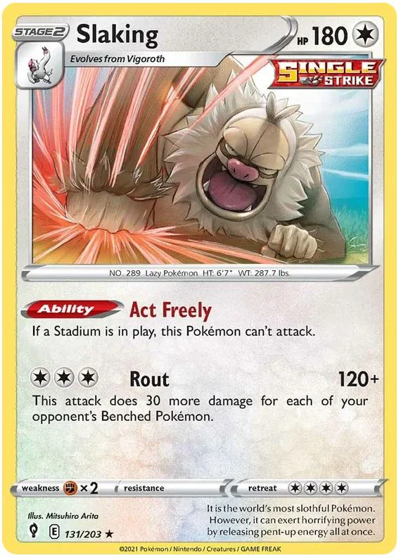 Slaking 131/203 Rare Reverse Holo Reverse Holo Pokemon Card (SWSH Evolving Skies)