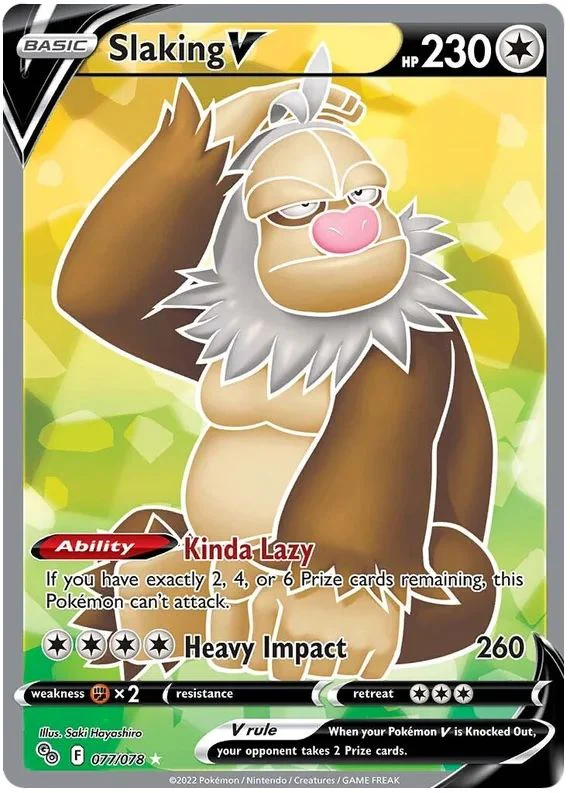 Slaking V 077/078 Rare Ultra Pokemon Card (Pokemon GO Special TCG Set)