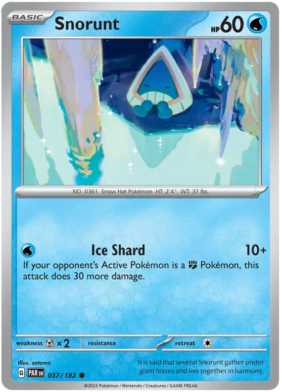 Snorunt 037/182 Common Reverse Holo Pokemon Card (SV04 Paradox Rift)