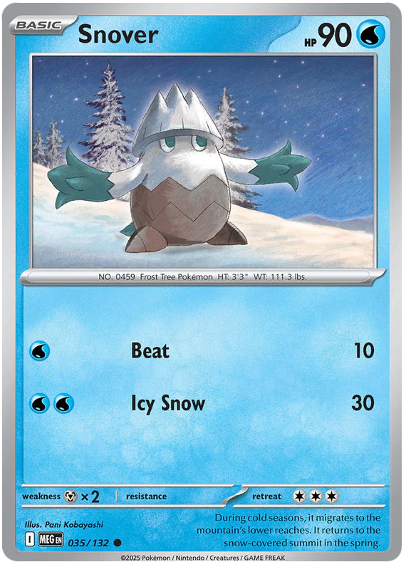 Snover 035/132 Common Pokemon Card (Mega Evolution Base Set ME01)