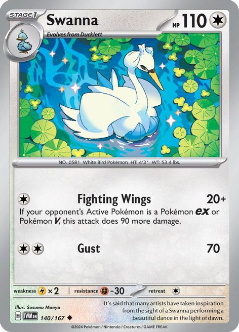 Swanna 140/167 Uncommon Reverse Holo Pokemon Card (SV Twilight Masquerade)