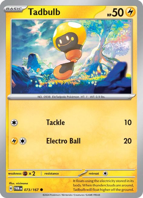 Tadbulb 073/167 Common Reverse Holo Pokemon Card (SV Twilight Masquerade)