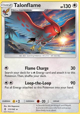 Talonflame 111/145 Rare Reverse Holo Pokemon Card (Guardians Rising)