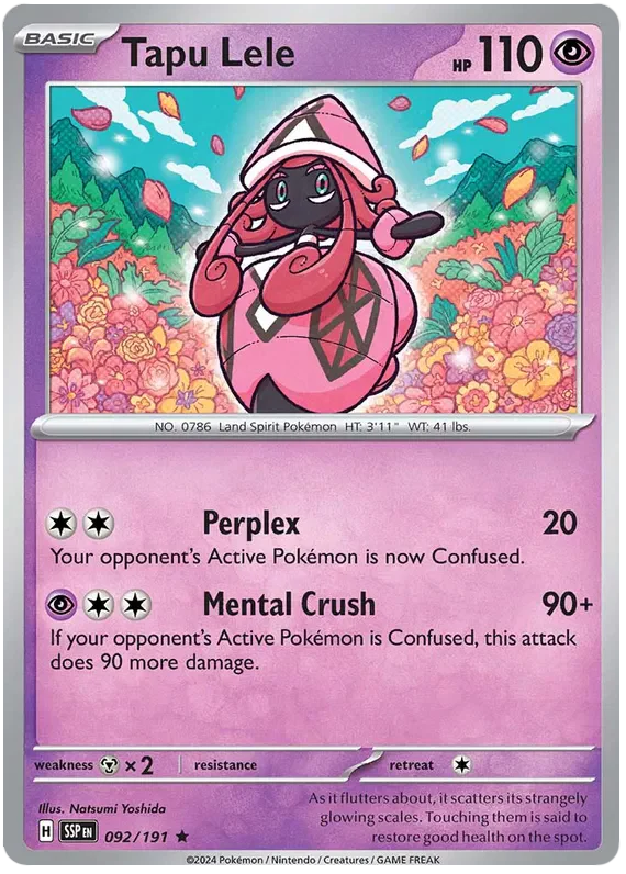 Tapu Lele 092/191 Rare Pokemon Card (Scarlet & Violet Surging Sparks)