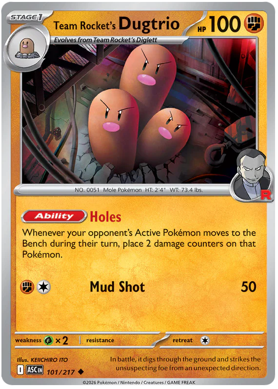 Team Rocket's Dugtrio 101/217 Uncommon Pokemon Card (Mega Evolution Ascended Heroes)