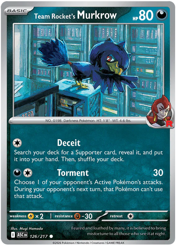 Team Rocket's Murkrow 126/217 Common Pokemon Card (Mega Evolution Ascended Heroes)