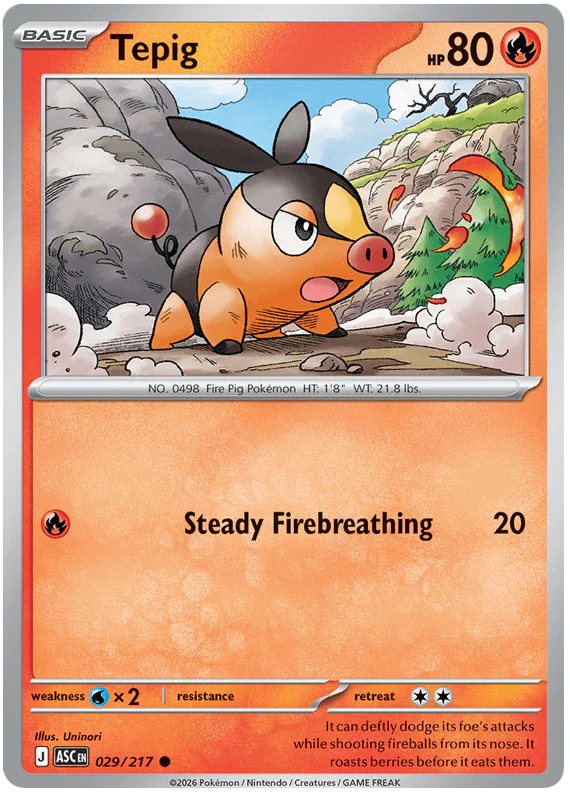 Tepig 029/217 Common Pokemon Card (Mega Evolution Ascended Heroes)