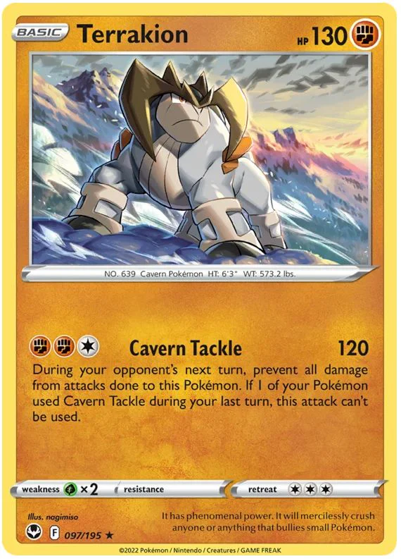 Terrakion 097/195 Rare Holo Pokemon Card (SWSH Silver Tempest)