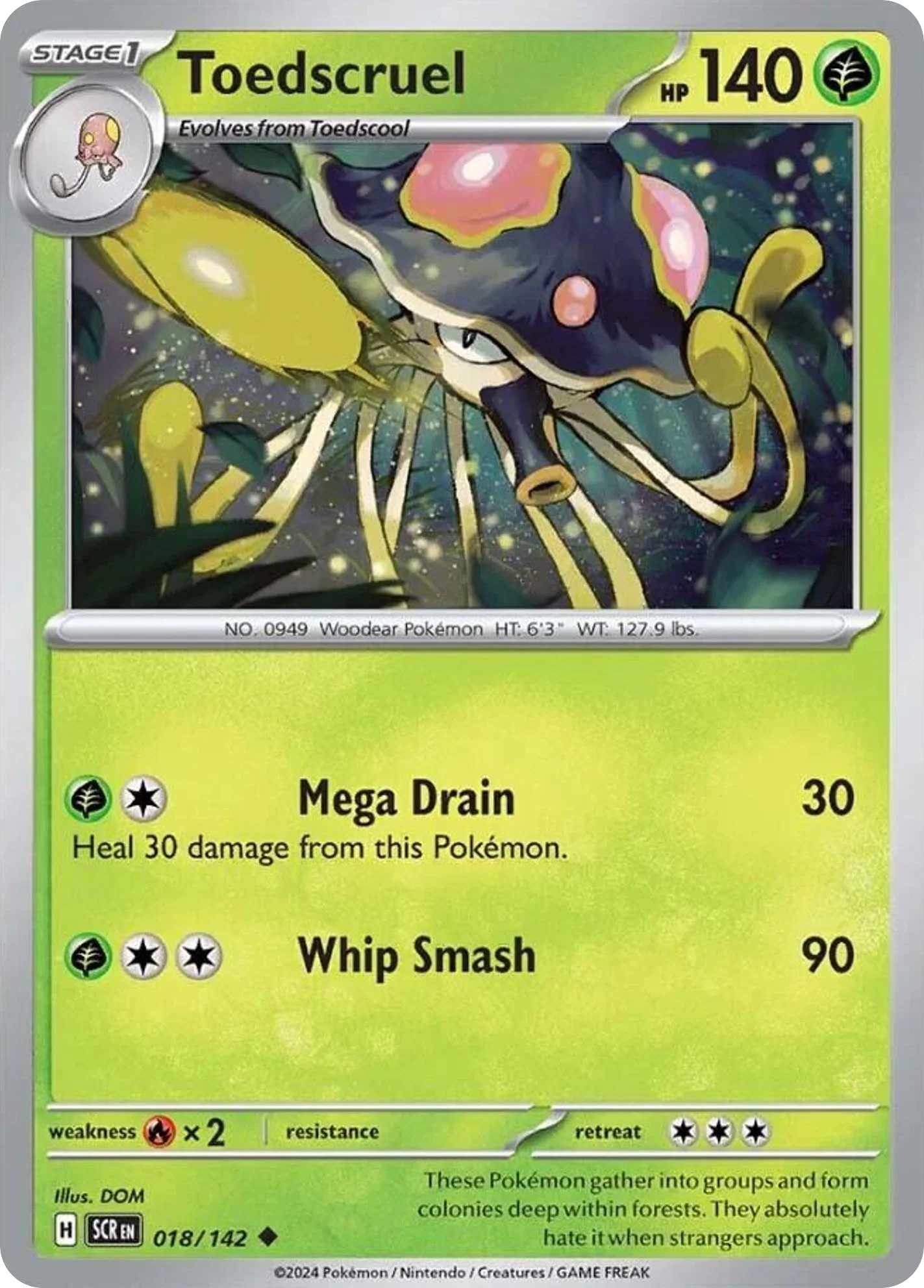 Toedscruel 018/142 Uncommon Pokemon Card (SV Stellar Crown)
