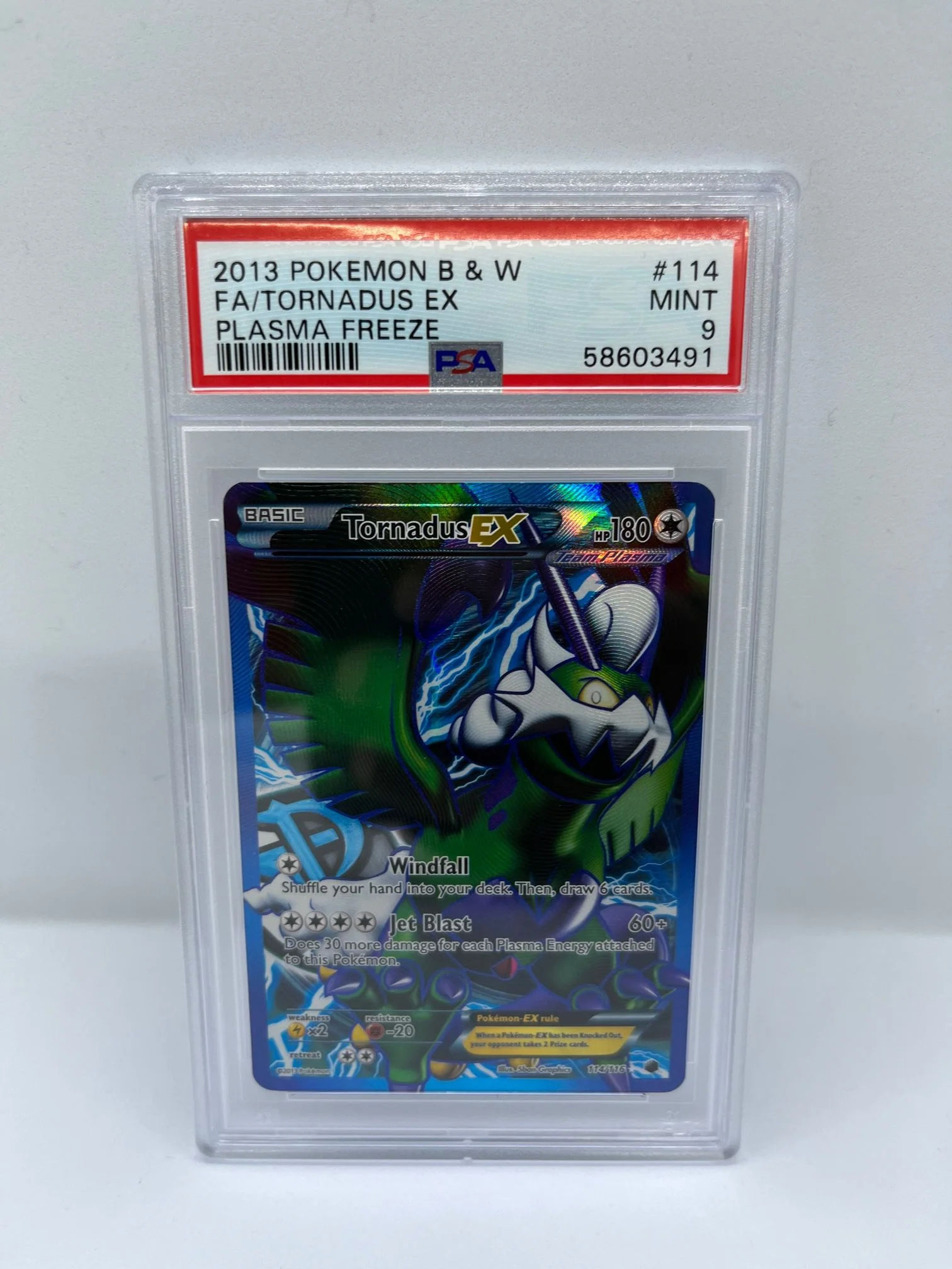 Tornadus EX 114/116 PSA 9 Graded Rare Pokemon Card (2013 Pokemon B & W - Plasma Freeze)