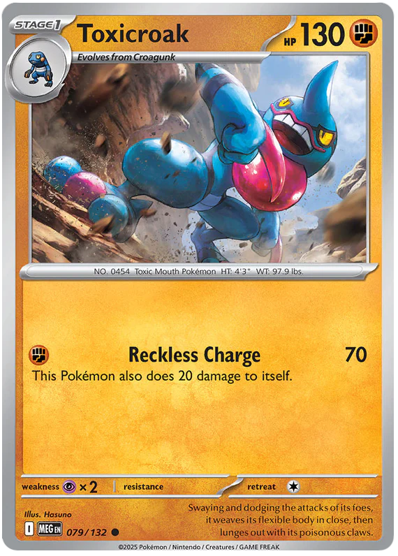 Toxicroak 079/132 Common Pokemon Card (Mega Evolution Base Set ME01)