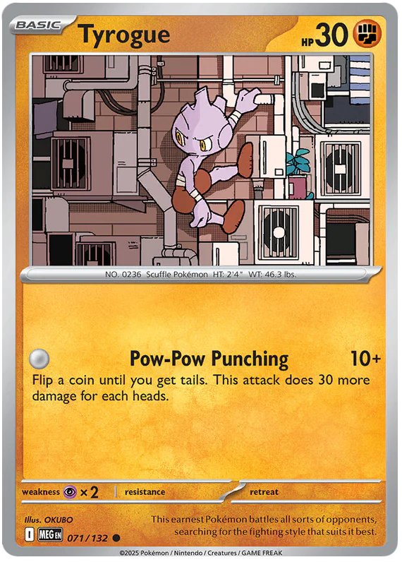 Tyrogue 071/132 Common Pokemon Card (Mega Evolution Base Set ME01)