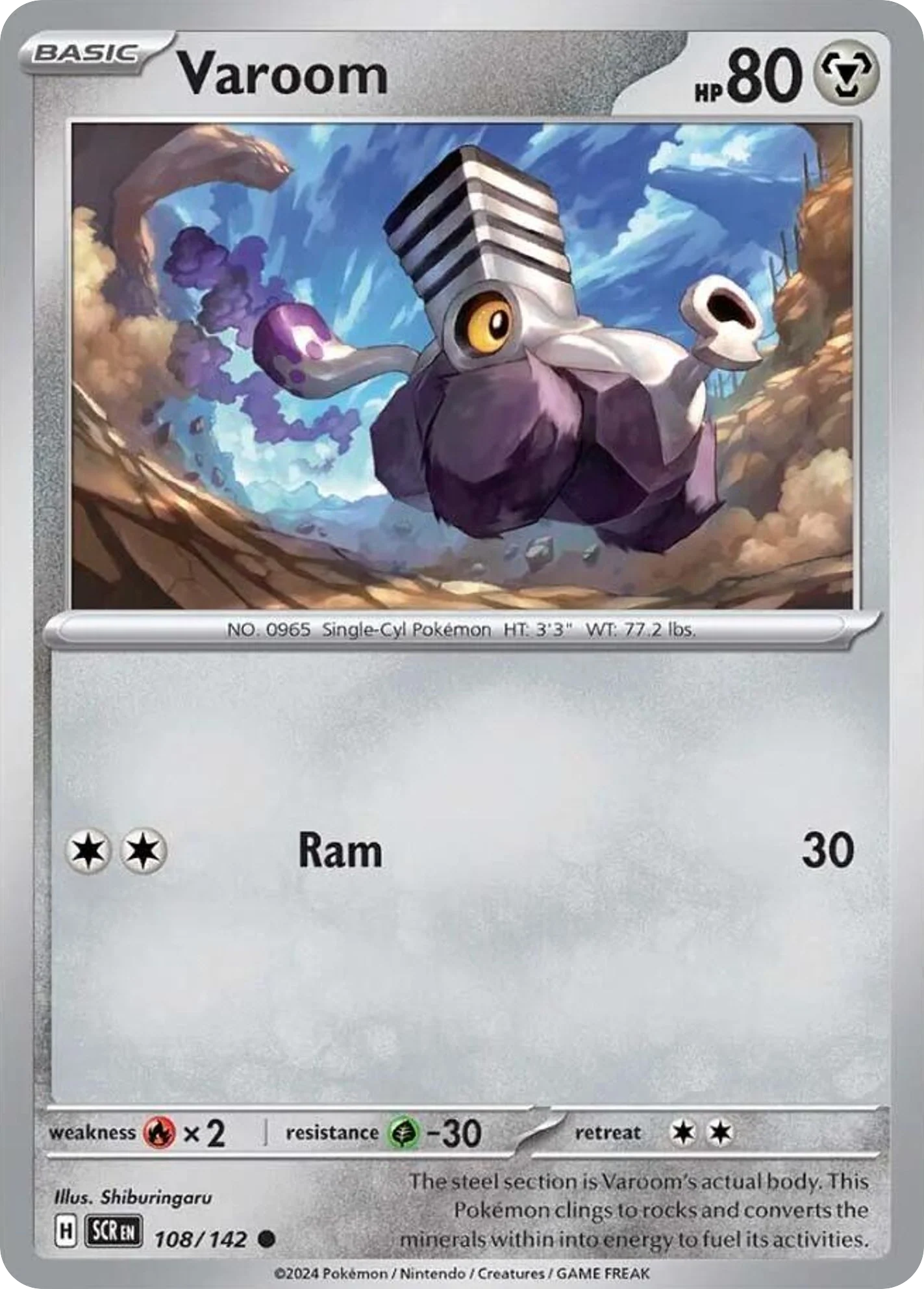 Varoom 108/142 Common Reverse Holo Pokemon Card (SV Stellar Crown)